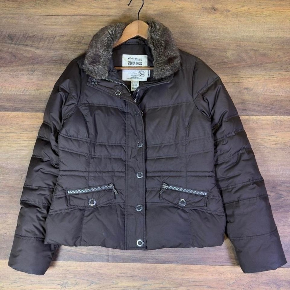 Eddie Bauer Women's Goose Down Jacket Small‎ Brown 700 Fill Power
